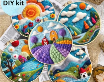 Needle Felting DIY Starter Kit, Embroidery Hoop, Wool Felting