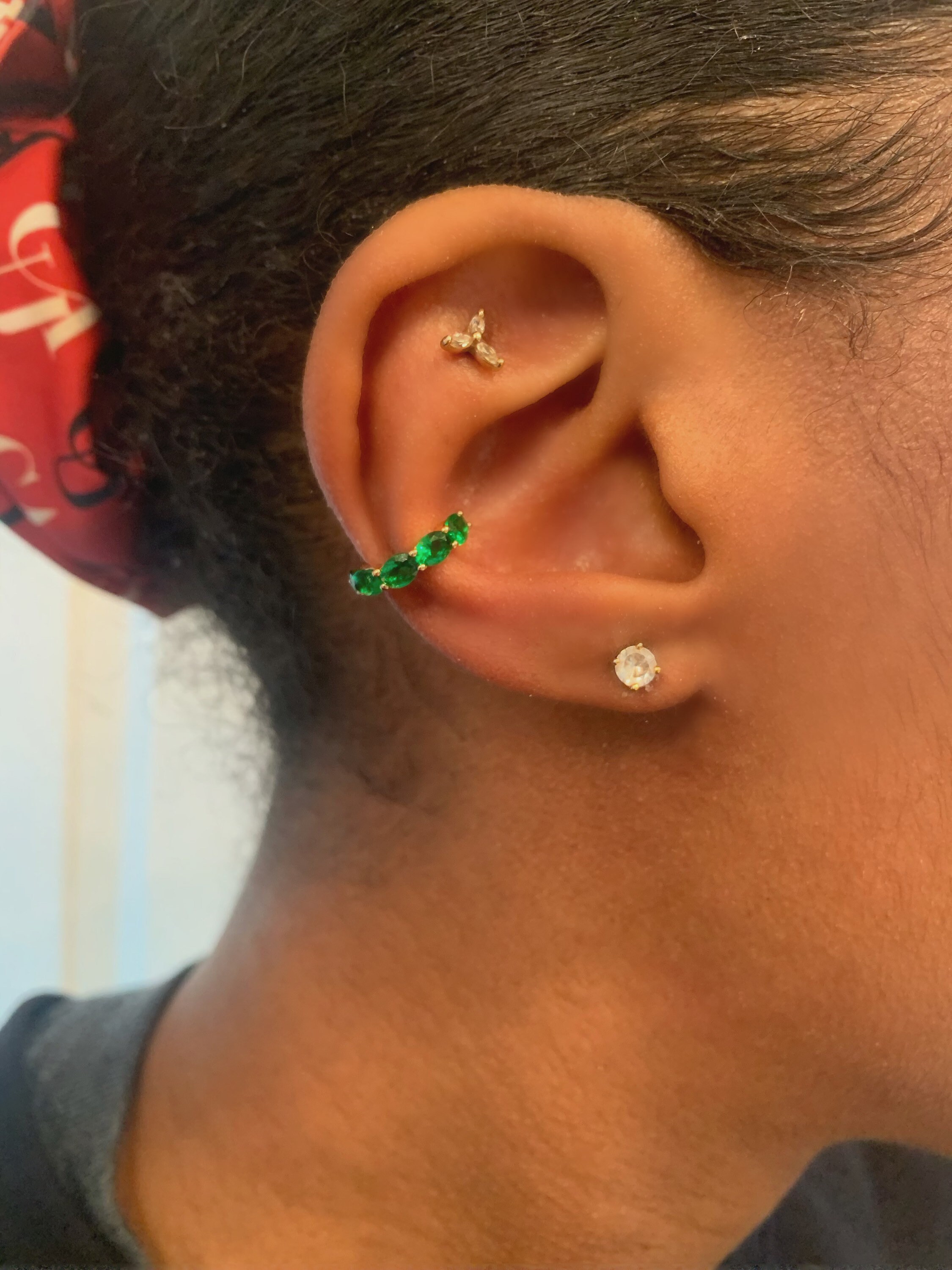 Gold Emerald Rhinestone Ear Cuff Small Size Ear Cuff Etsy