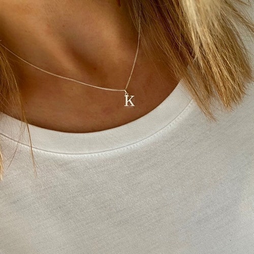 Personalised Sterling Silver Necklace Azpersonalised Initial Etsy