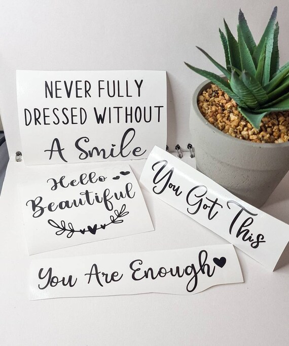 Wall Décor Cursive You Are Enough Vinyl Decal You Are Enough Bathroom