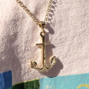 14K Solid Gold Anchor Pendant Necklace: Nautical Jewelry Gift