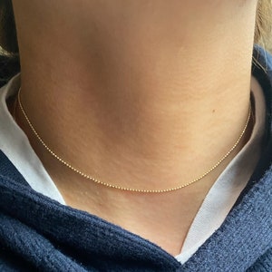 Gold Vermeil Choker, Ball Beaded Chain Choker, Silver Ball Choker, Small Beaded Necklace, Tiny Beaded Choker