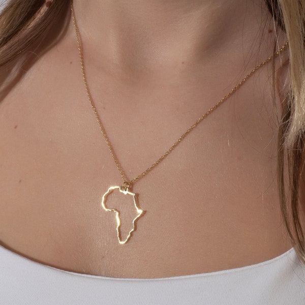 14k Solid Gold All Countries and Continents Map Necklace, Outlined Map Pendant With 14k Gold Vermeil Option, Valentines Day Gift For Her