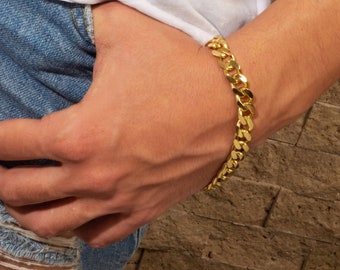 14k massief gouden schakelarmband voor heren - Vermeil Jimi-armband