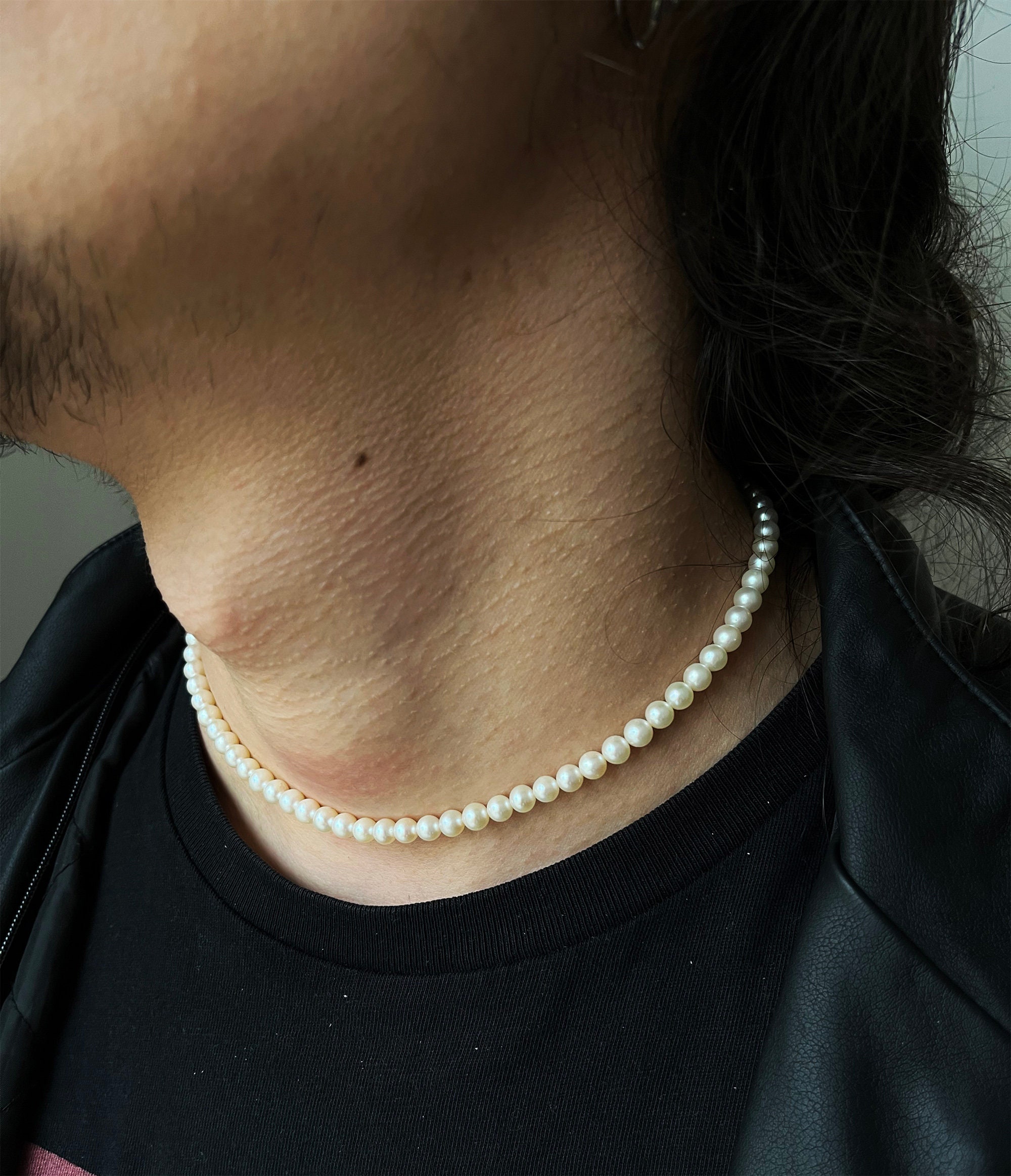 Mens Pearl Necklace Real Pearl Beaded Y2k Choker Blue Pearl - Etsy | Mens  pearl necklace, Real pearl necklace, Men necklace