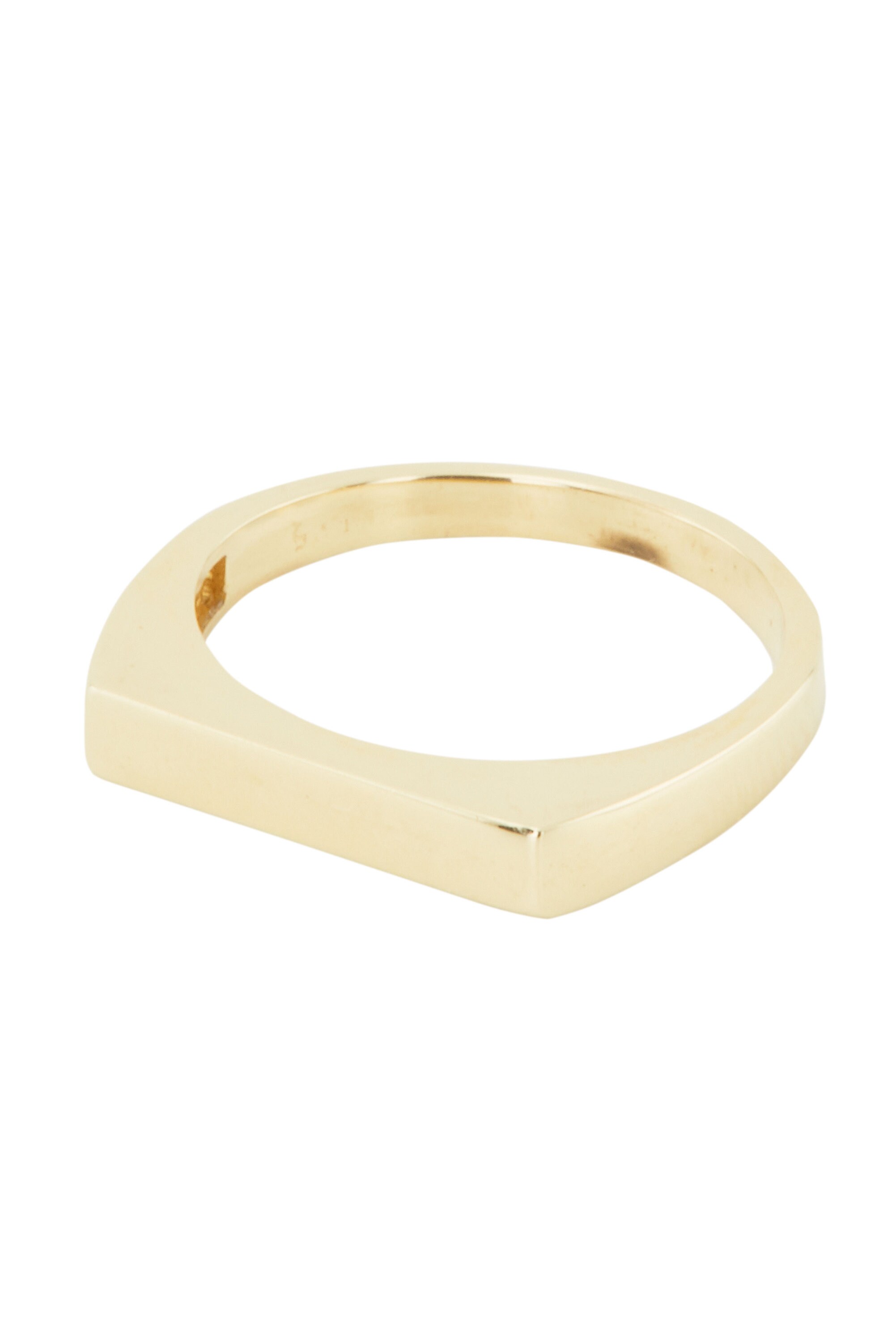 14k Solid Gold Block Ring, Engravable Rectangular Signet Ring ...