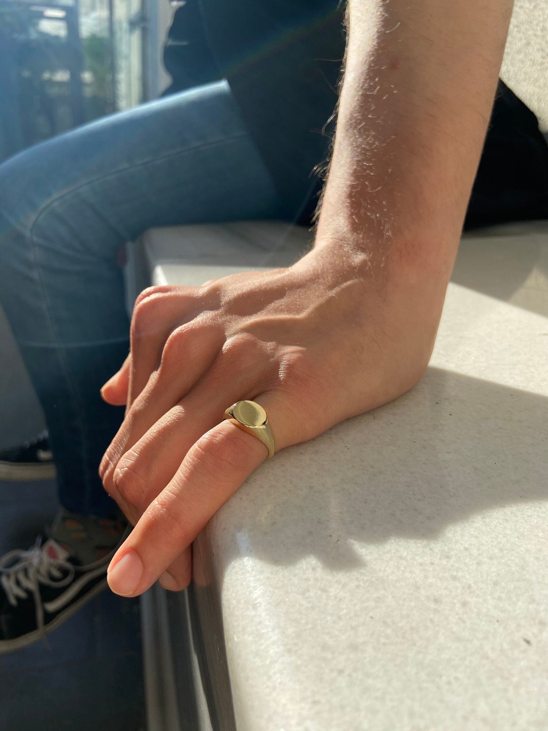 Buy 14k Solid Gold Mens Signet Ring: Custom Engraved Pinky Ring Online in  India