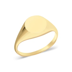 14k Solid Gold, Signet Pinky Ring for Men, Engravable Ring ...