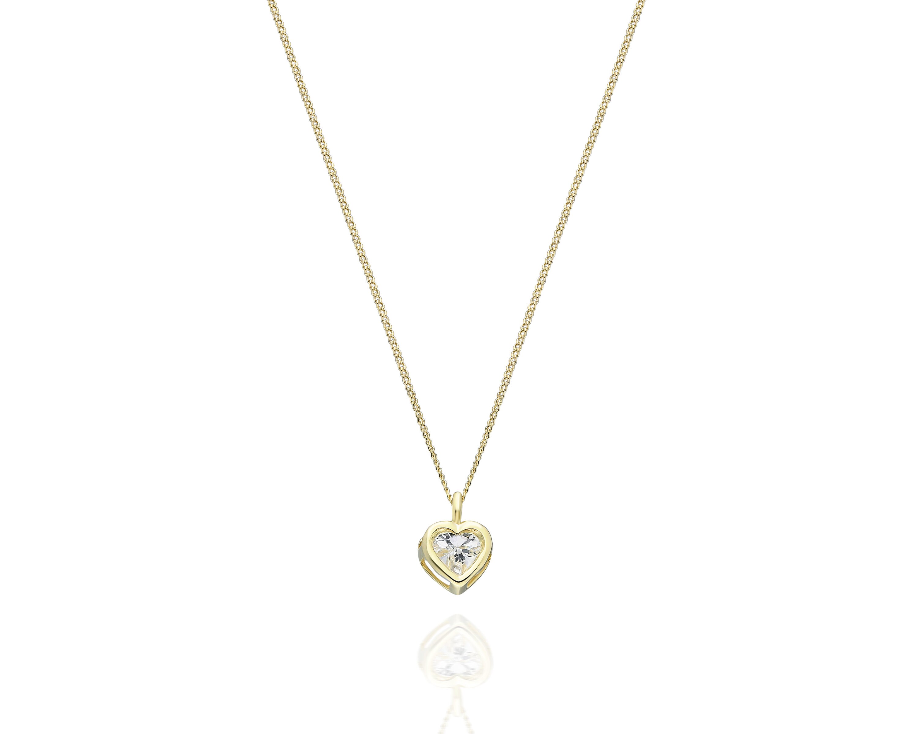 Vermeil Heart Necklace, Heart Cut Stone Pendant, Small Heart