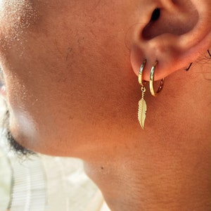 14k Solid Gold Hoop, Herren Hoop Ohrring, Solid Gold Hoops, Huggie Hoop Herren, Ohrring für Ihn, Gold Kreis Ohrring, Geschenk für ihn