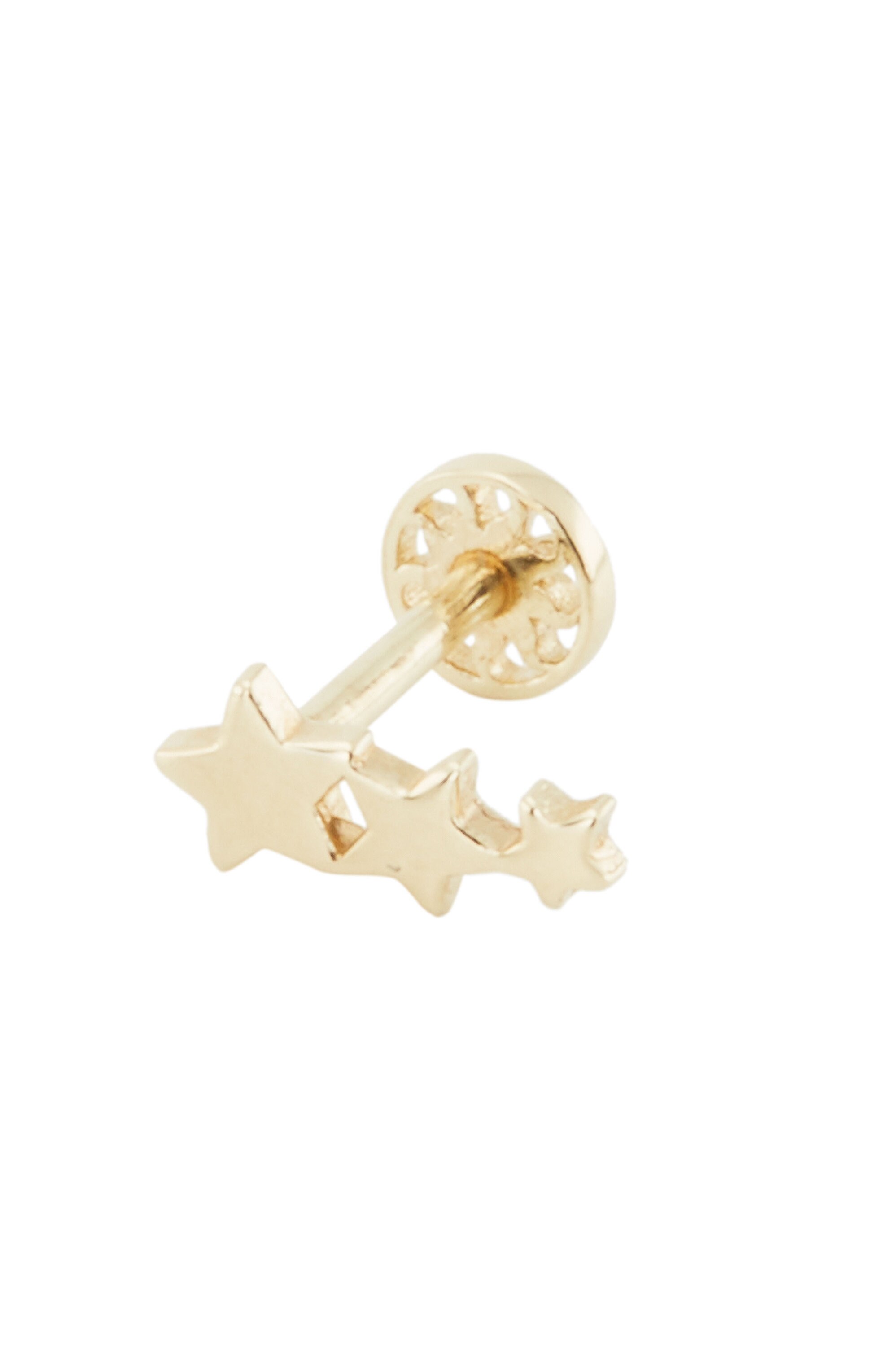14k Solid Gold Star Stud Earring: Helix, Tragus, Conch