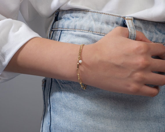 Pearl chain bracelet sale