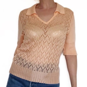 Vintage 1970s, 1980s Pointelle Blouse ST MICHAEL
