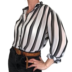 Vintage 1980s 1990s Striped Blouse DEBENHAMS