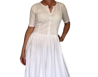 Robe en jersey de coton blanche vintage des années 1990