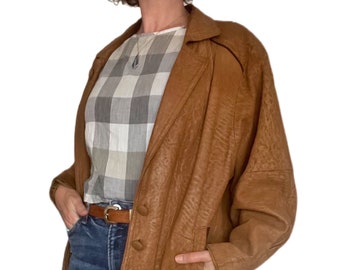 Vintage 1980s Brown Leather Coat