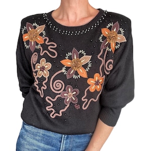 Vintage 1990s Appliqué Embellished Jumper