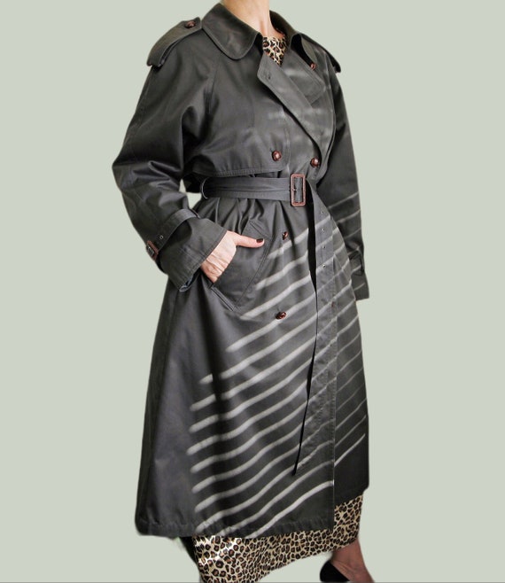 Vintage 1990s Ladies Grey Trench Coat - Etsy