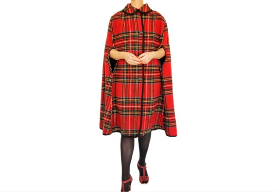 Vintage REVERSIBLE 1960s 1970s Tartan Cape RARE - image 2