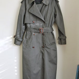 Vintage 1990s Ladies Grey Trench Coat image 7