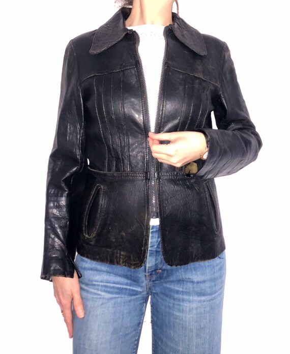 Vintage 70s Black Leather Jacket