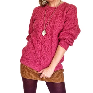 Vintage Hand Knit Chunky Pink Jumper