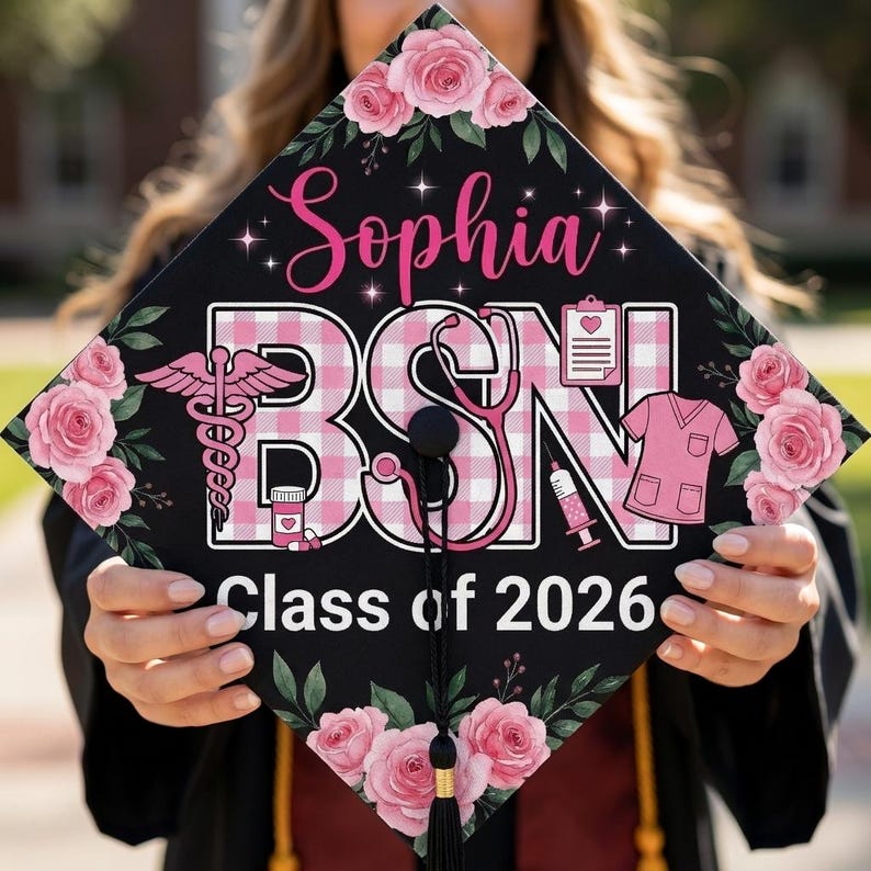 Custom Bsn Graduation Cap Topper, Nursing Graduate 2026 Class Gift ...
