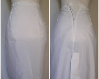 Vintage 1950s Petticoat Unterrock XXS W63" Weißer Bleistiftrock nicht sichtbar aber nicht statisch St Michael