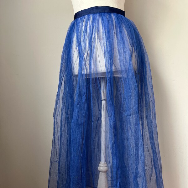 Bleu long jupon en tulle taille 29" robe de soirée de style vintage des années 1950 robe de bal longueur au sol