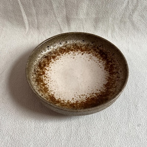 Ceramic pottery bowl platter West Germany stoneware ceramics fruitbowl ashtray brown beige vintage 1970s statement homeware