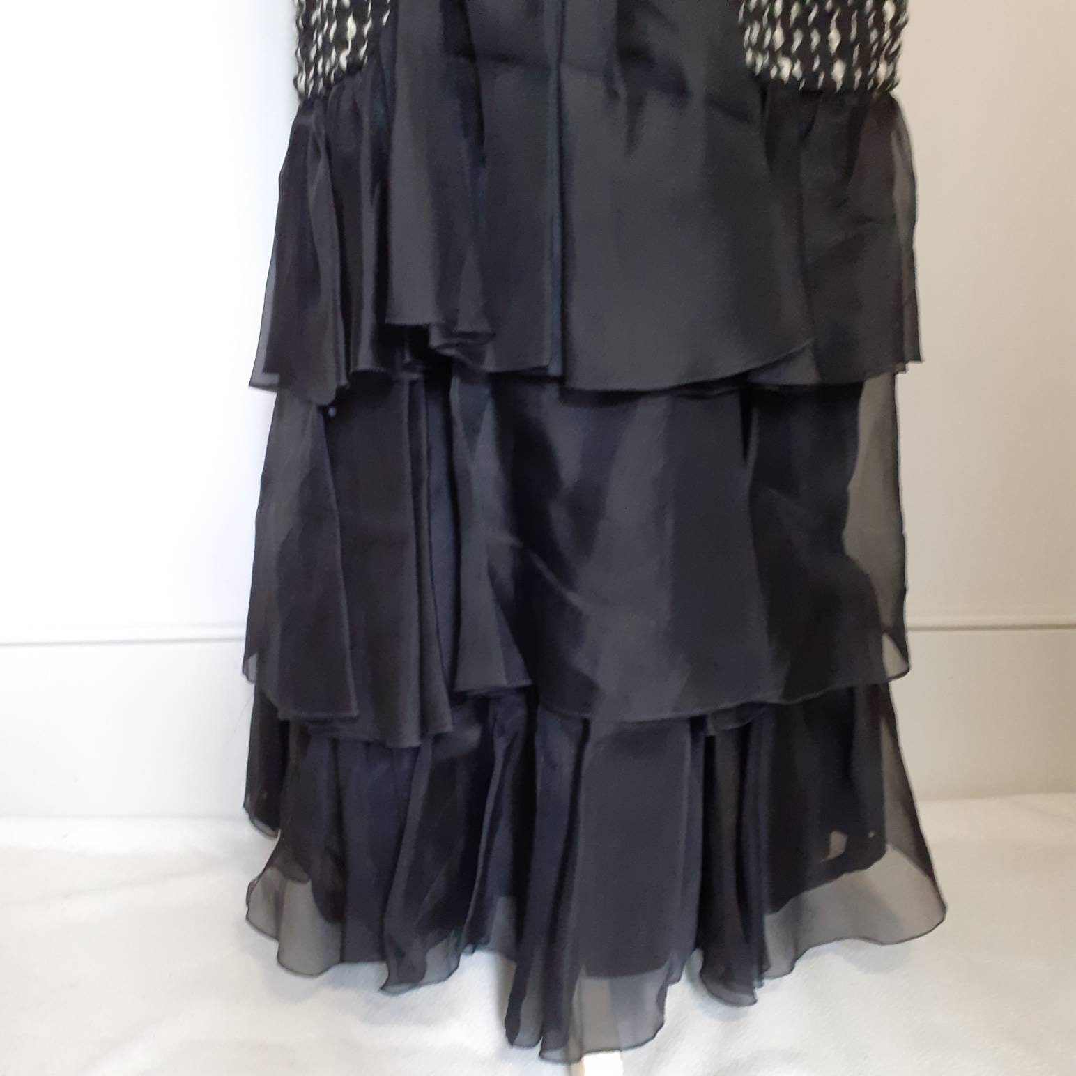 Black Evening Dress Long Formal Gown Silk Chiffon Wool - Etsy