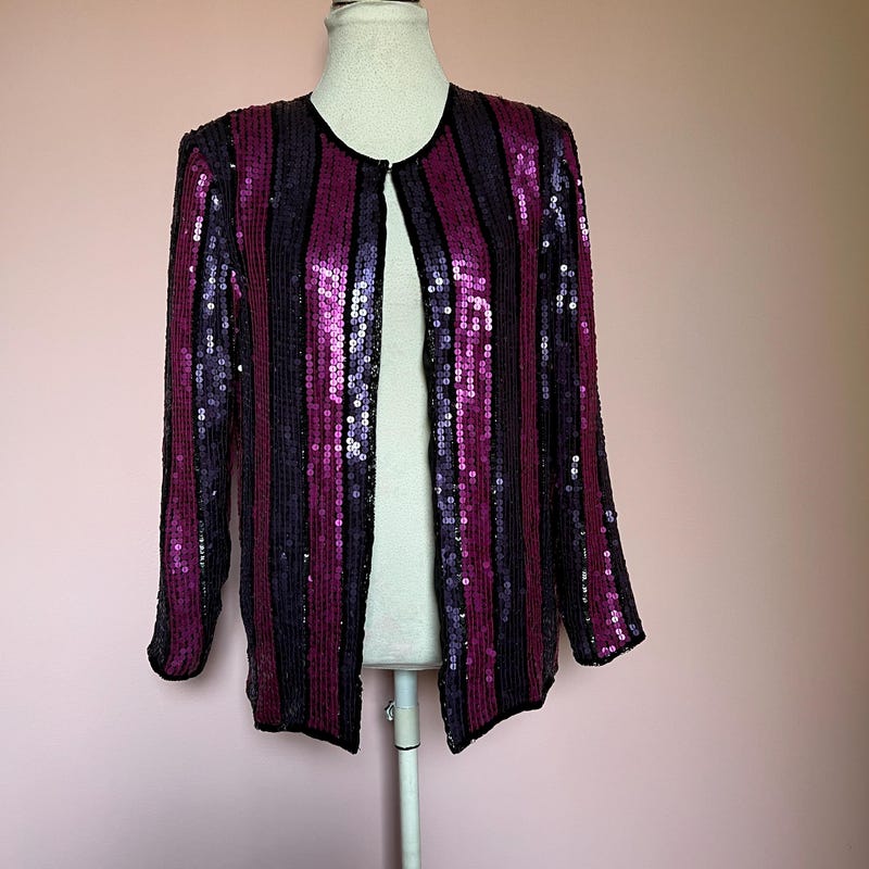 Vintage 90’s purple sequin open back top