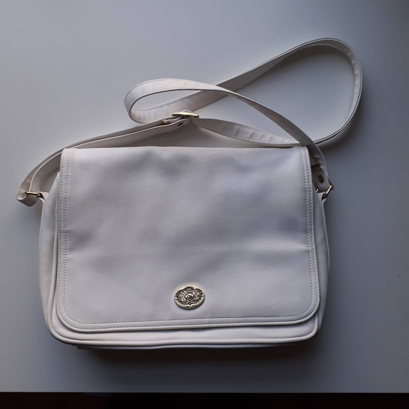 Vintage faux leather white cross body everyday day bag ladies Etsy