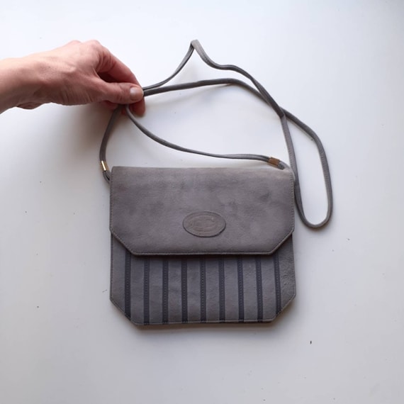 Small grey suede flap bag ladies handbag cross bod