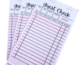 Multi Pack  2 PART Guest Check Books, CARBONLESS, (50 pages each) Server Notepad and Waitress Order Pads, Pink Guest Check, Notebook