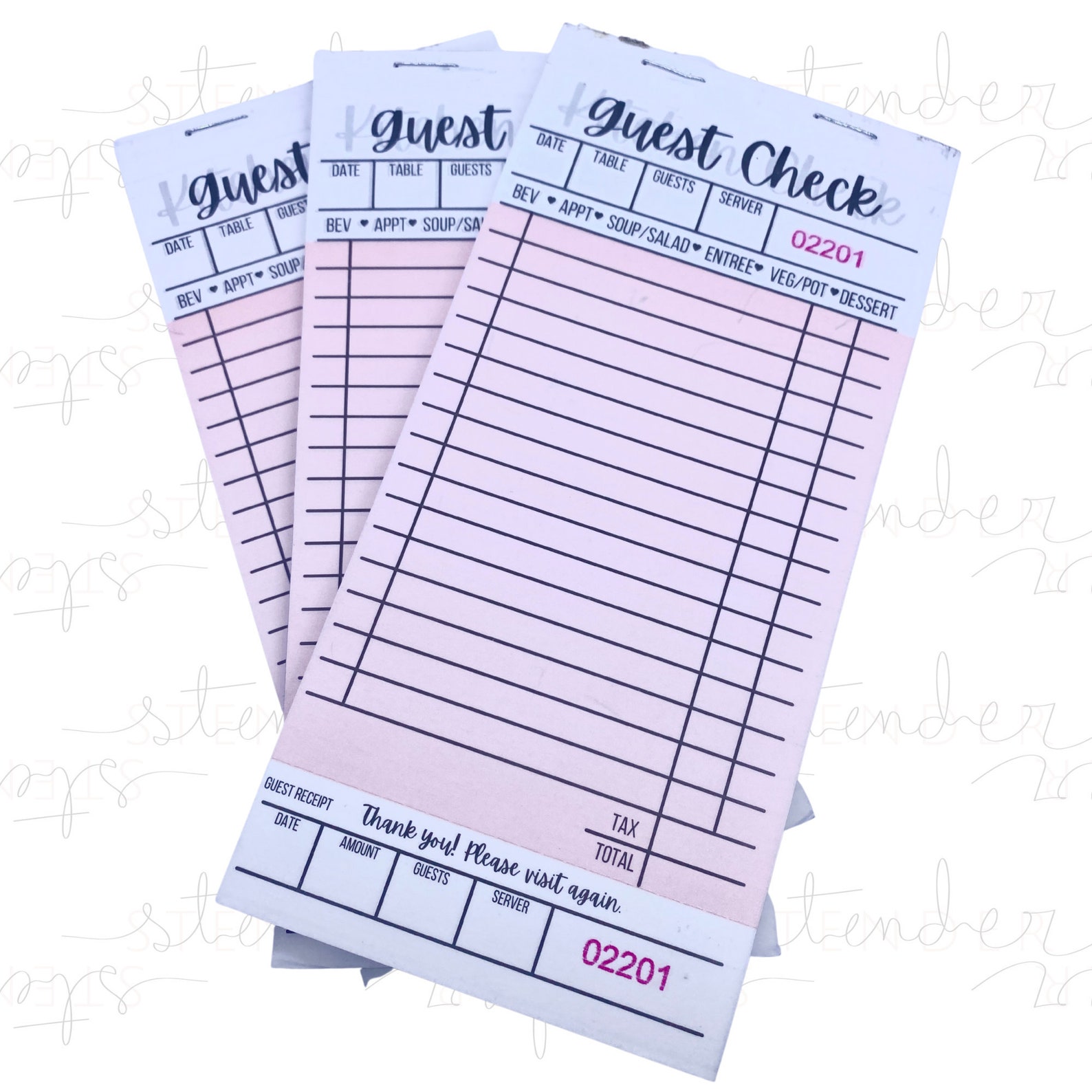 Guest Check Books 2 PART CARBONLESS Server Notepad and Etsy
