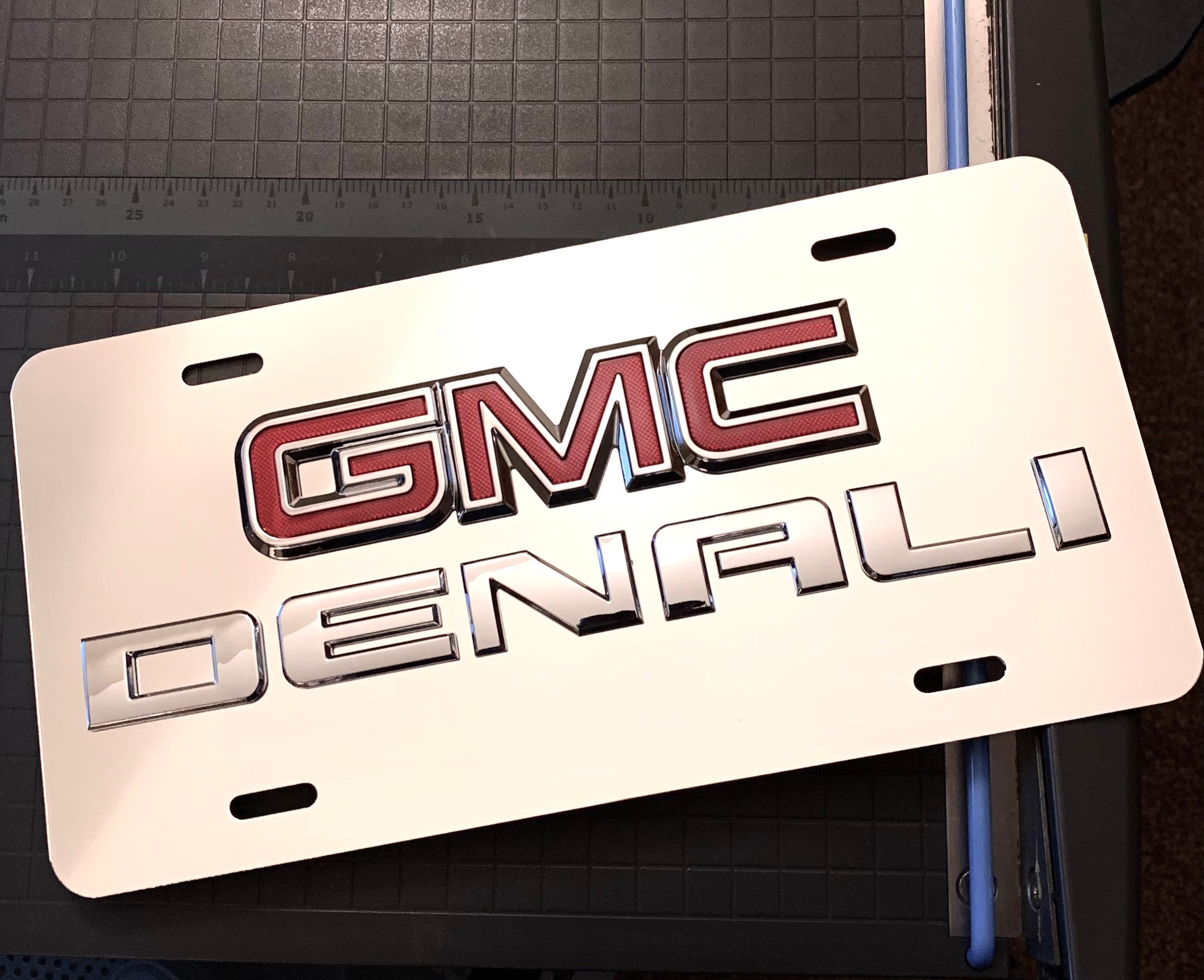 Black GMC Yukon Denali Chrome License Plate Vanity Tag & Frame Black GMC Yukon Denali Chrome License Plate Vanity Tag & Frame