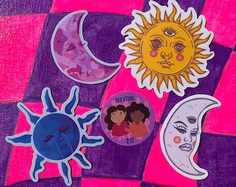Trippy Sun & Moon Waterproof Vinyl sticker