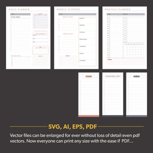 Daily Weekly Monthly Planner, Success Planner SVG/PDF, Printable Planner Series, Printable Art
