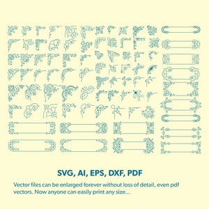 Dekoelemente SVG, Ornamente und Arme Rahmen SVG, Schnörkel svg, pdf, Vintage Badge, Bundle svg, pdf, ai, eps...