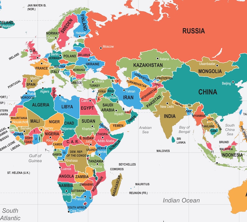 World Map, World Map Printable Svg/ai/eps/pdf, Color Your Homes and