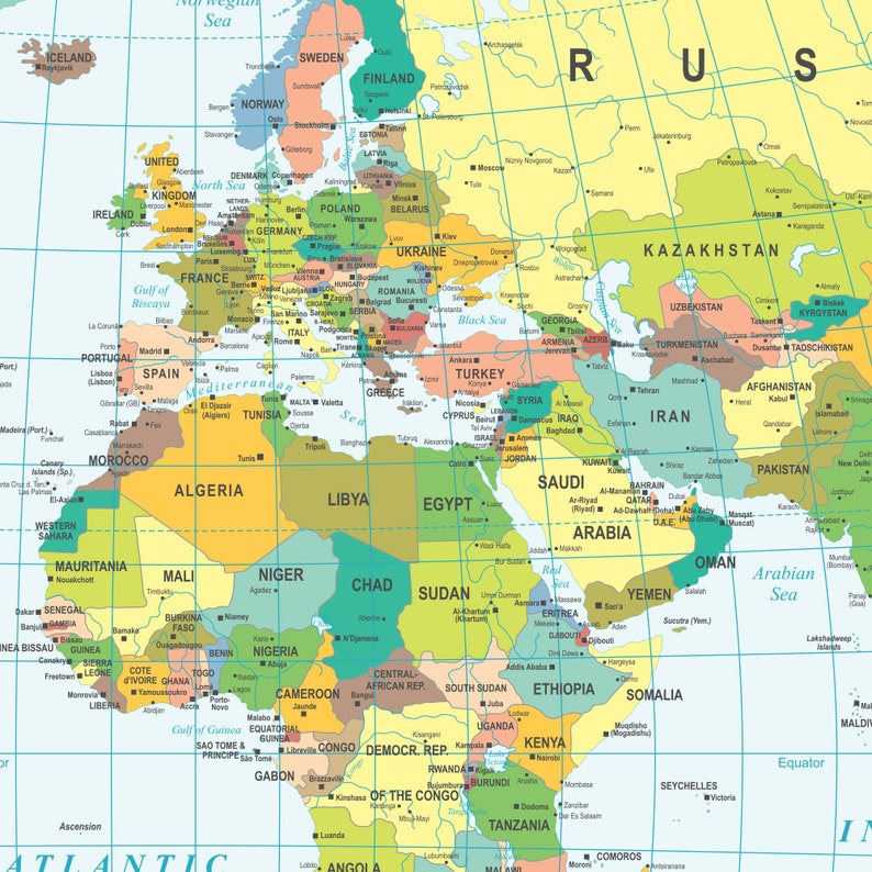 World Map, World Map Printable Svg/ai/eps/pdf, Color Your Homes and
