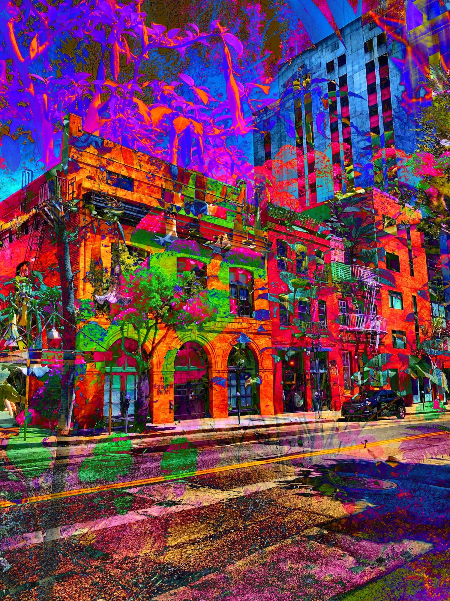 San francisco colorful abstract wall art on paper or canvas Etsy