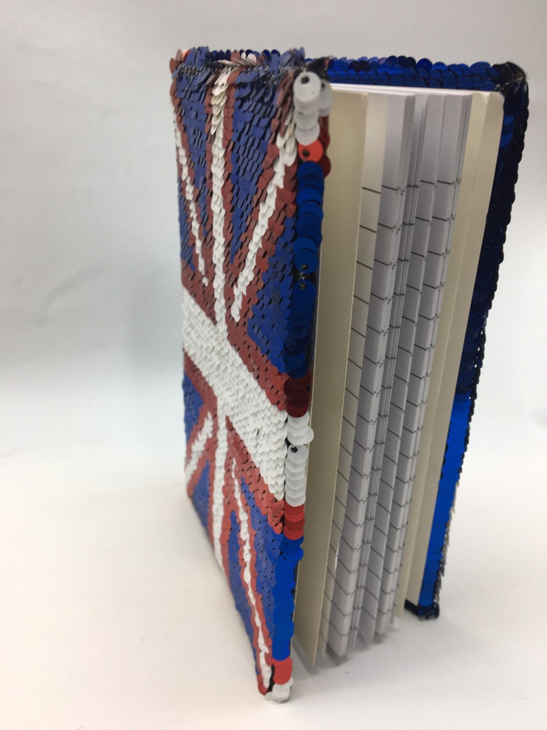 London Souvenir premium quality A6 notebook notepad reversible sequins handmade