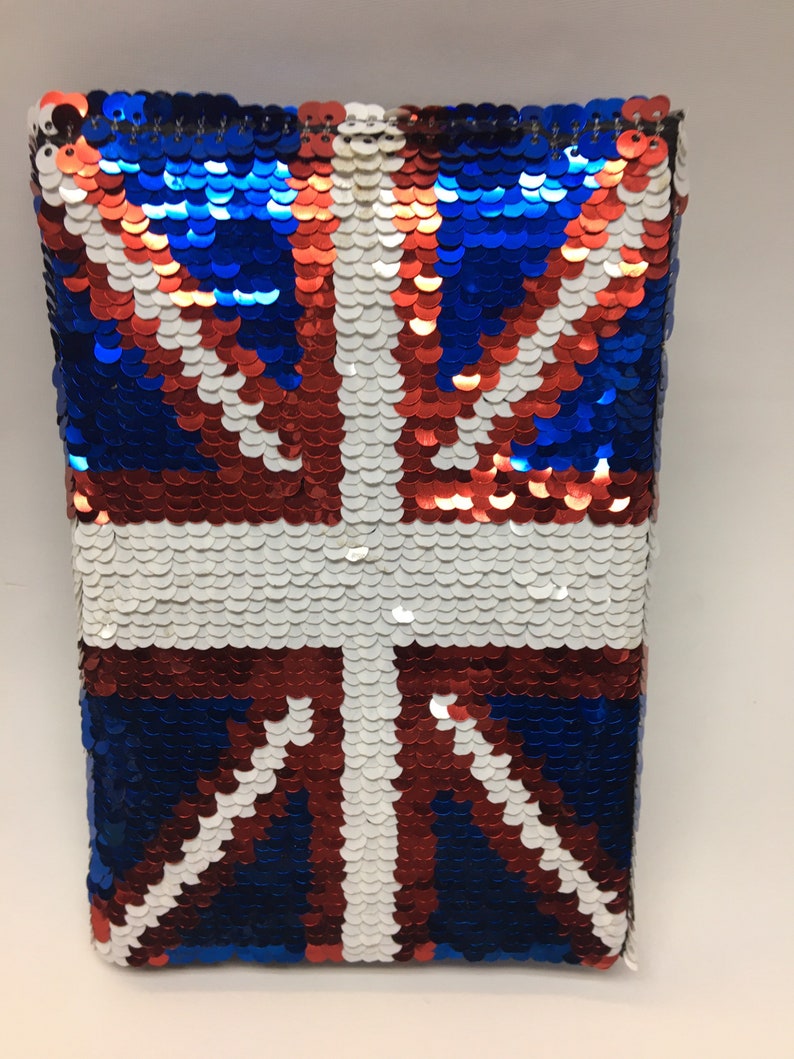 London Souvenir premium quality A6 notebook notepad reversible sequins handmade
