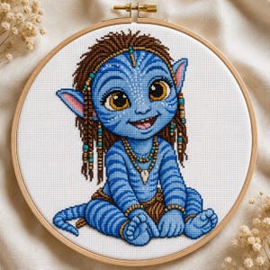 Baby Na’vi CROSS-STITCH & HAND embroidery pattern (Digital Download)