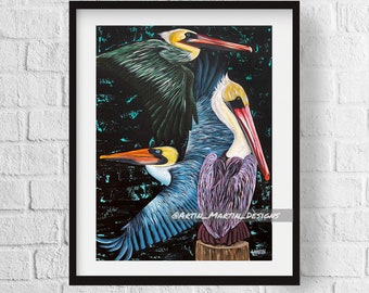 Pelican Art Print // fine art print // wall decoration // painting print // home decor // animal art