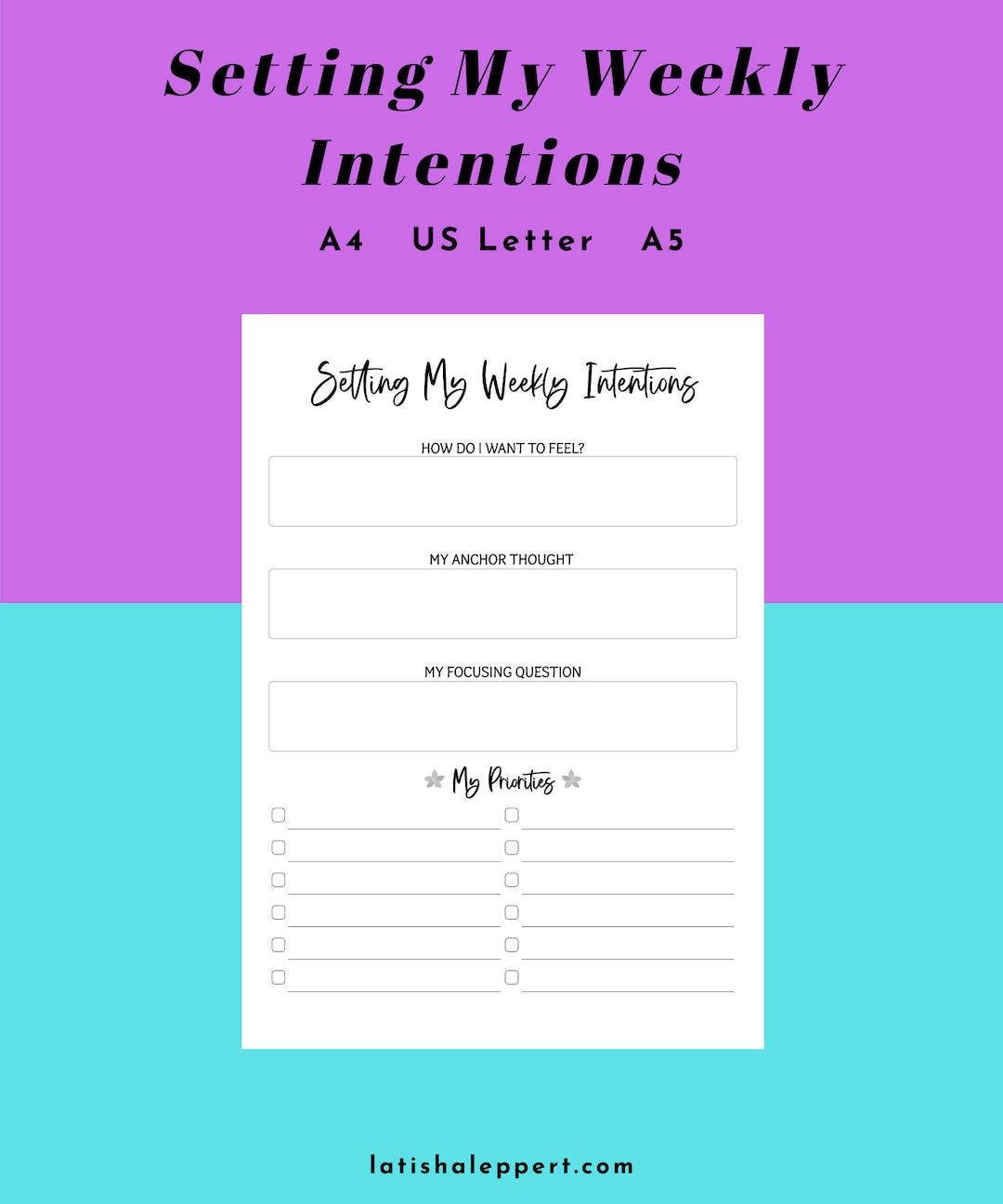Setting My Weekly Intentions Printable PDF FILE ONLY - Etsy
