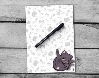 kawaii grumpy Neko Notizblock, süßes Anime Manga Briefpapier, Schreibblock DIN A5, Rezeptblock, Brieffreundschaft, Mengenrabatt