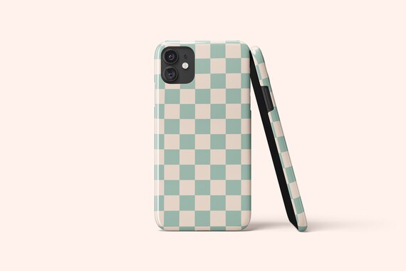 Mint Green Checkered Phone Case - iPhone 13 12 11 Pro Max X XR XS - Samsung S22 S20 S21, A32, A52, A72 - Google Pixel 4 5 6